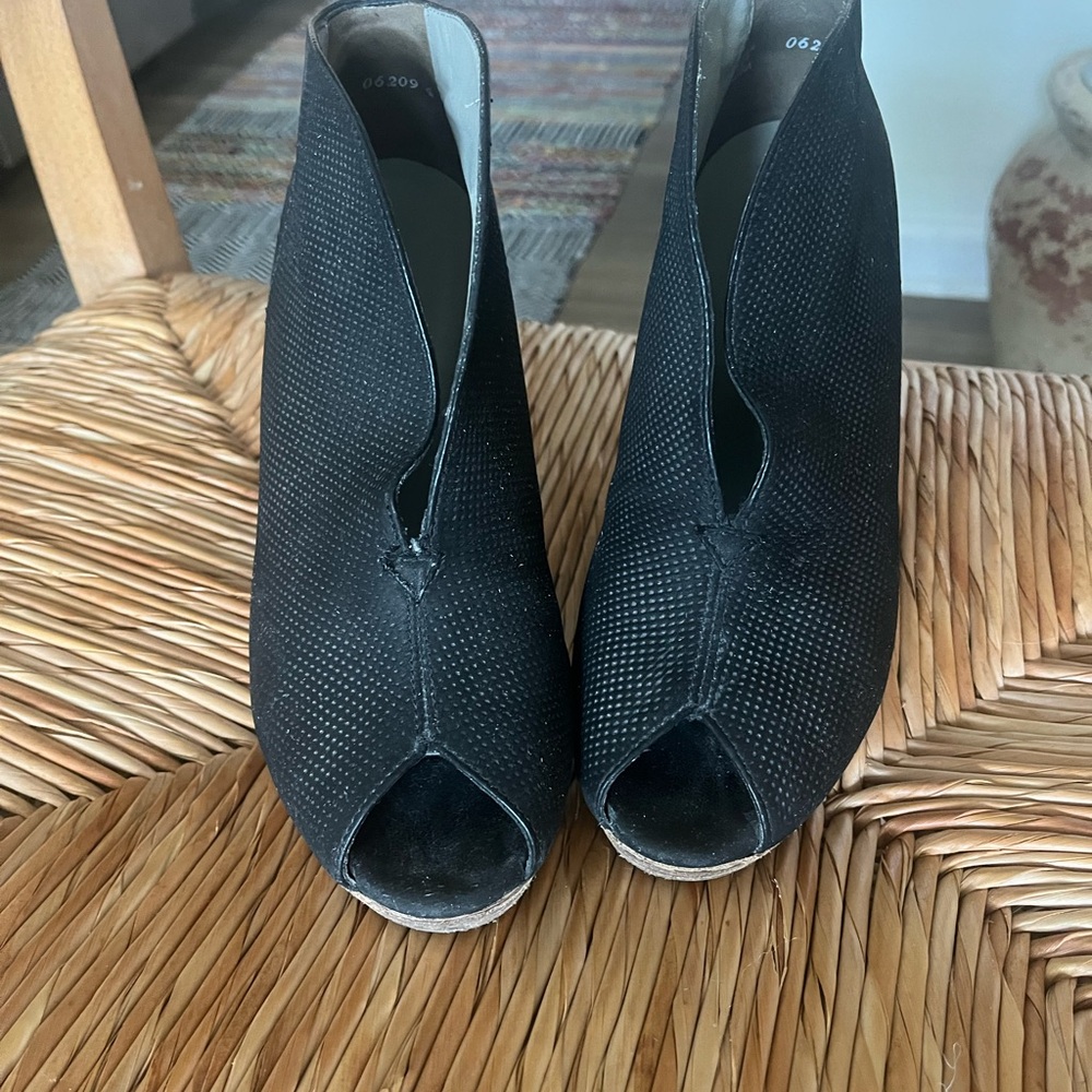 Women's Black Peep-Toe Ankle Boots